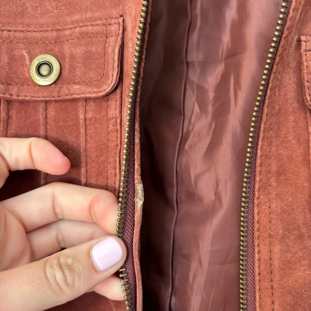 Vintage Genuine Suede Leather Belted Coat Western Cowboy Rodeo Biker Grunge Boho - Picture 7 of 11